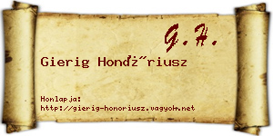 Gierig Honóriusz névjegykártya